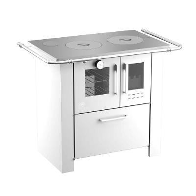 Fogão a Lenha 4 Bocas Elevare Industrial Cheff N°02 Esquerdo Branco com Forno