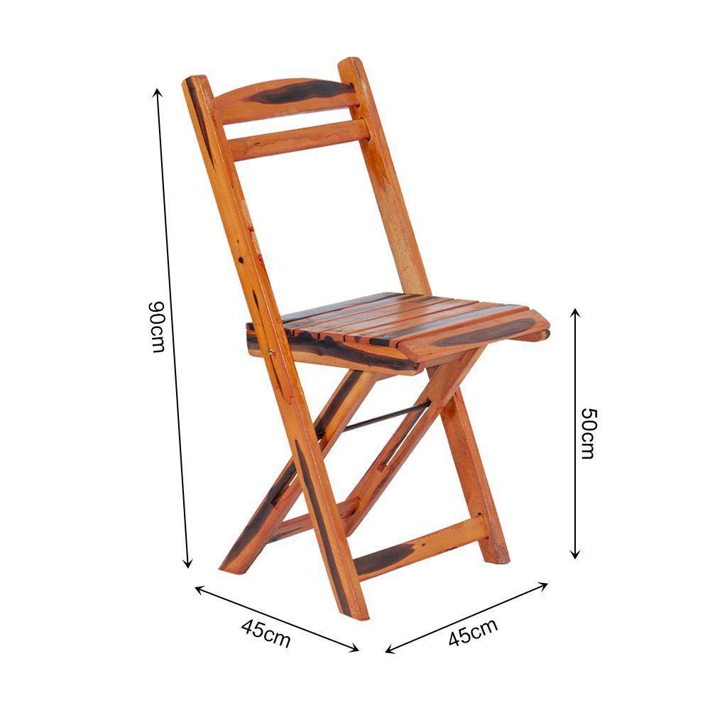 Conjunto Mesa Dobrável Com 2 Cadeiras 100% Madeira De Lei Ypê Cerejeira - 2