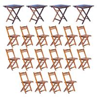 Conjunto 4 Mesas Dobráveis Com 16 Cadeiras 100% Madeira Maciça Ypê Cerejeira - 2