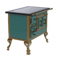 Fogão A Lenha N° 01 Colonial Turquesa Chapa Vitrocerâmica Saída Direita Sem Tampa - Venax