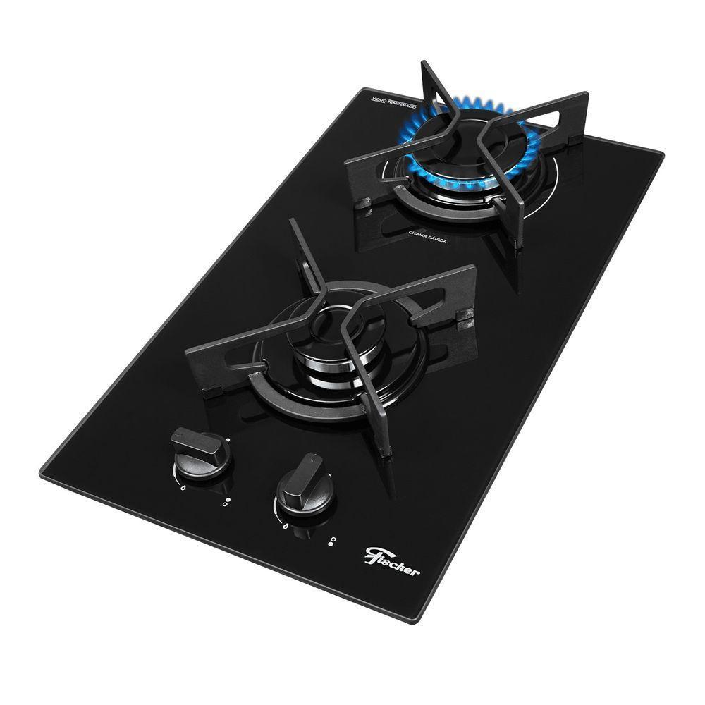 Cooktop A Gás Fischer 2 Bocas Fit Line Trempe Iron Bivolt - 1