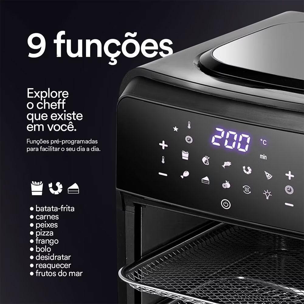 Fritadeira Sem óleo Air Fryer Oven Digital Toutch Titanium 12l Premium Eaf12t 220v - Eos 220v - 4