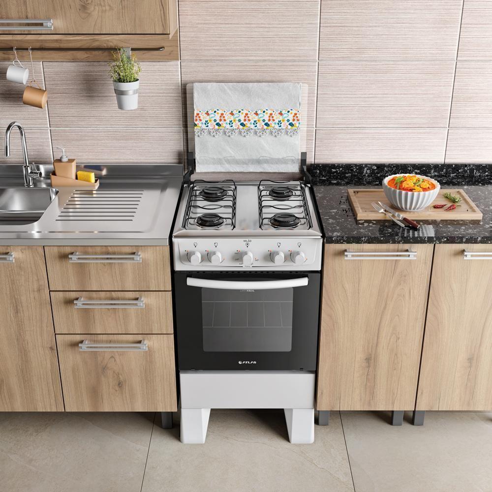 Fogão Atlas Milão 4 Bocas Com Mesa De Inox Branco Manual - 8