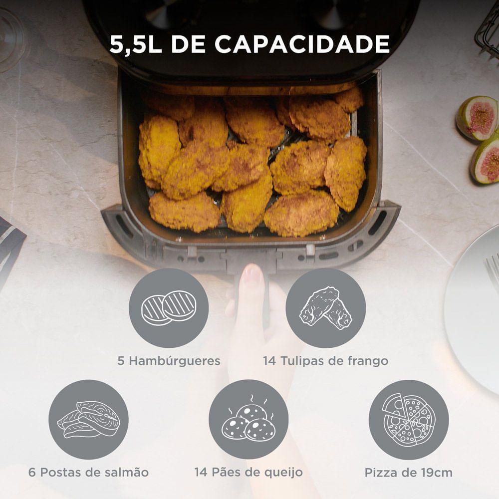 Fritadeira Air Fryer Midea Widemax Preto E Inox 5,5L 220V FWM55P2 - 8