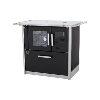 Fogão a Lenha Fornos Pinhal Eclipse Esquerdo Preto Chapa Aluminio N2 com Forno Inox