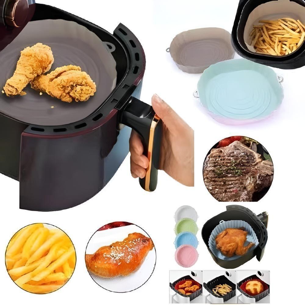 Forma Air Fryer Silicone Antiaderente Reutilizavel Assadeira Forro Forno Microondas Redonda Multiuso - 1