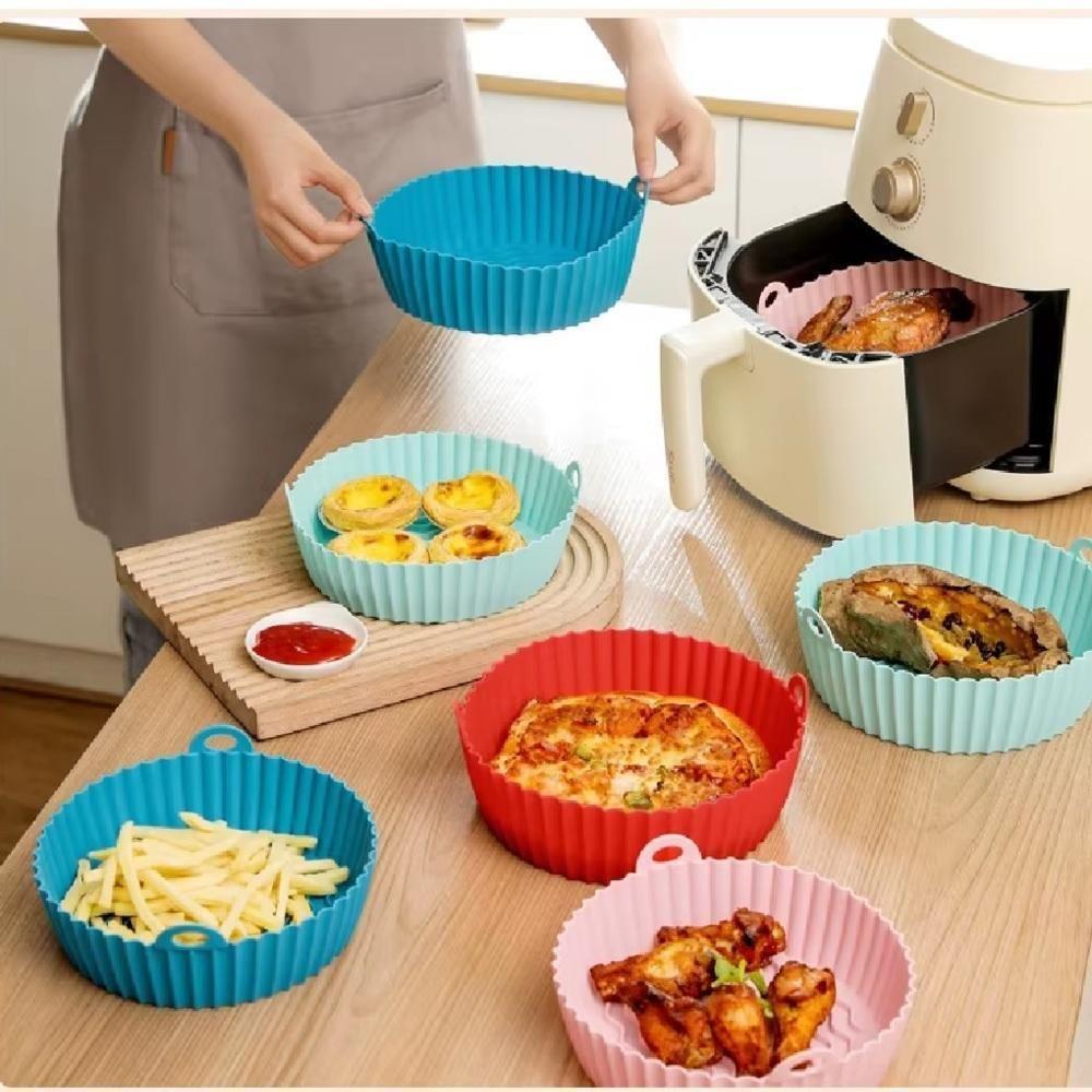 Forma Air Fryer Silicone Antiaderente Reutilizavel Assadeira Forro Forno Microondas Redonda Multiuso - 7