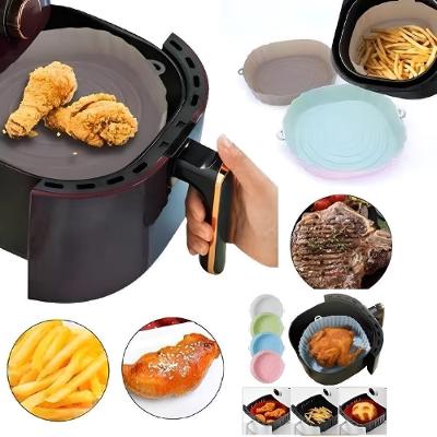 Forma Air Fryer Silicone Antiaderente Reutilizavel Assadeira Forro Forno Microondas Redonda Multiuso