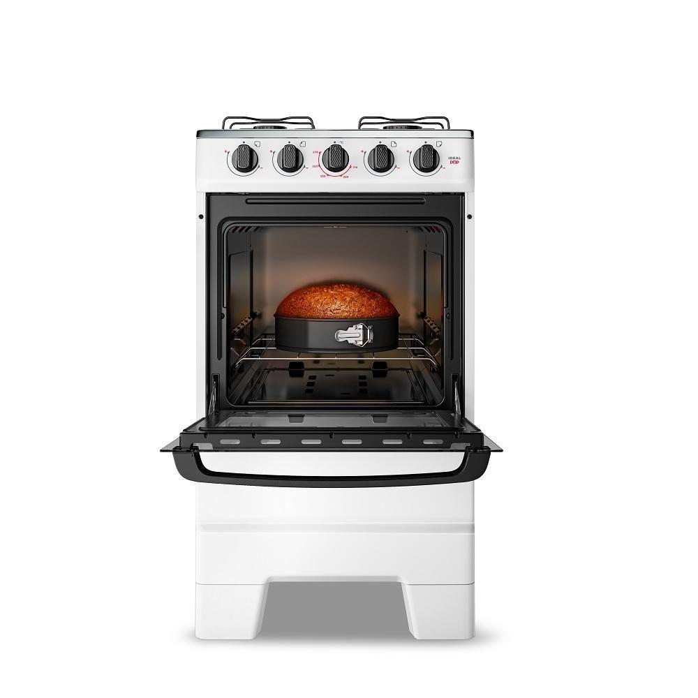 Fogão Esmaltec 4 Bocas Ideal Pop Mesa De Aço Inox Branco F4ISB Bivolt - 4