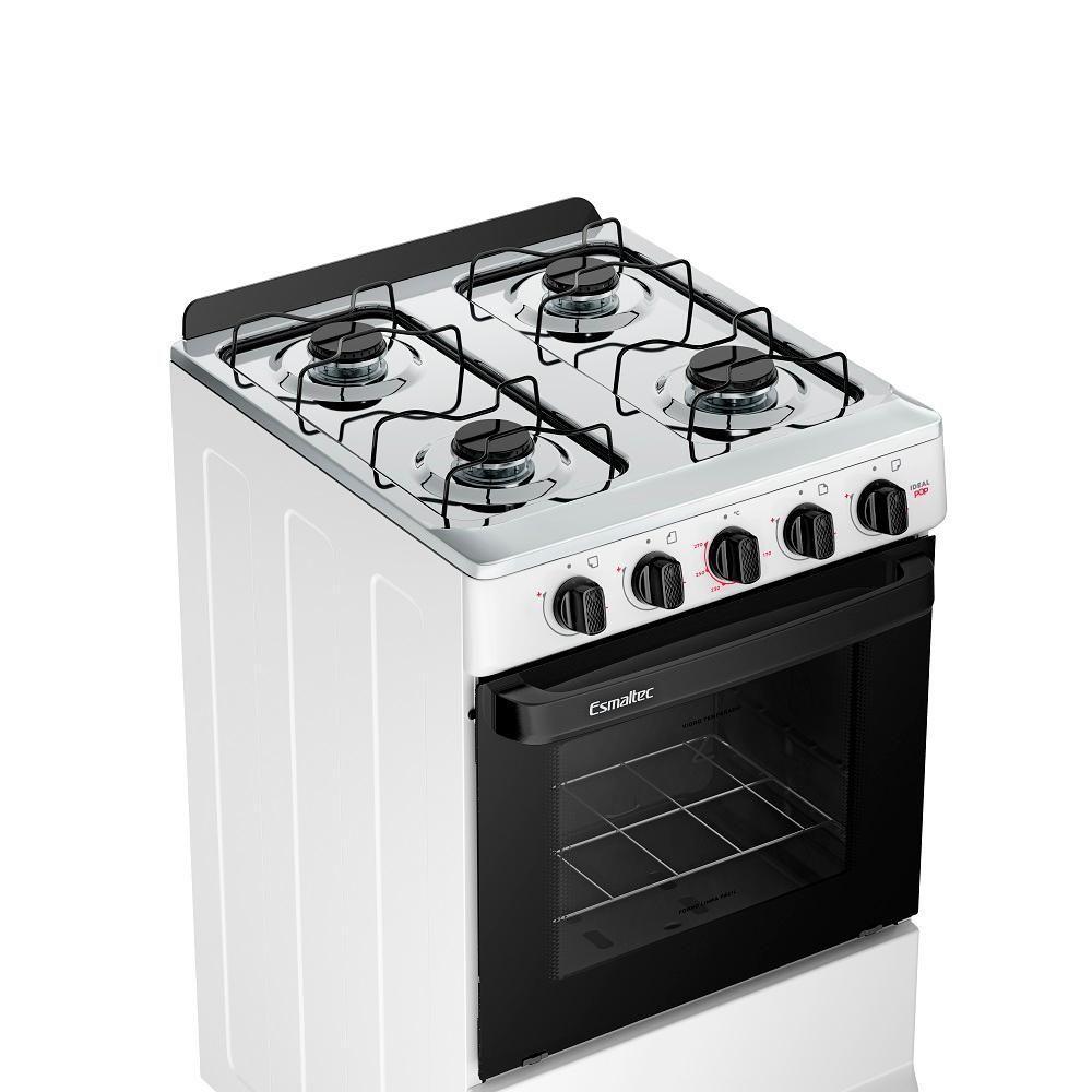 Fogão Esmaltec 4 Bocas Ideal Pop Mesa De Aço Inox Branco F4ISB Bivolt - 5
