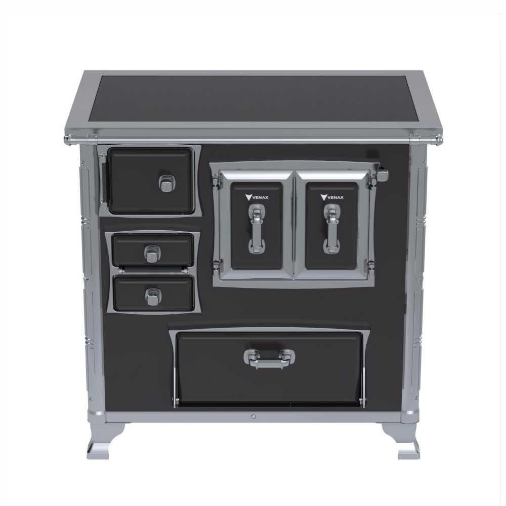 Fogão A Lenha N° 01 Venax Século Xviii Gii Premium Preto Gab. Chapa Vitrocerâmica Saída Direita Sem Tampa - 2