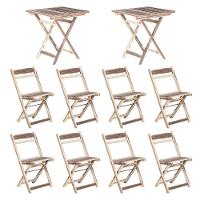 Conjunto 2 Mesas Dobráveis Com 8 Cadeiras 100% Madeira Maciça Ypê Natural - 2