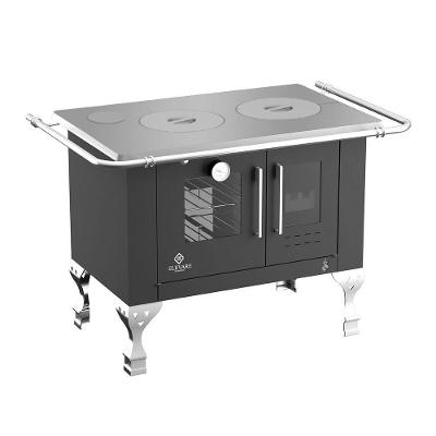 Fogão a Lenha com Forno Elegance Chefe N°01 Esquerdo Preto Elevare Industrial