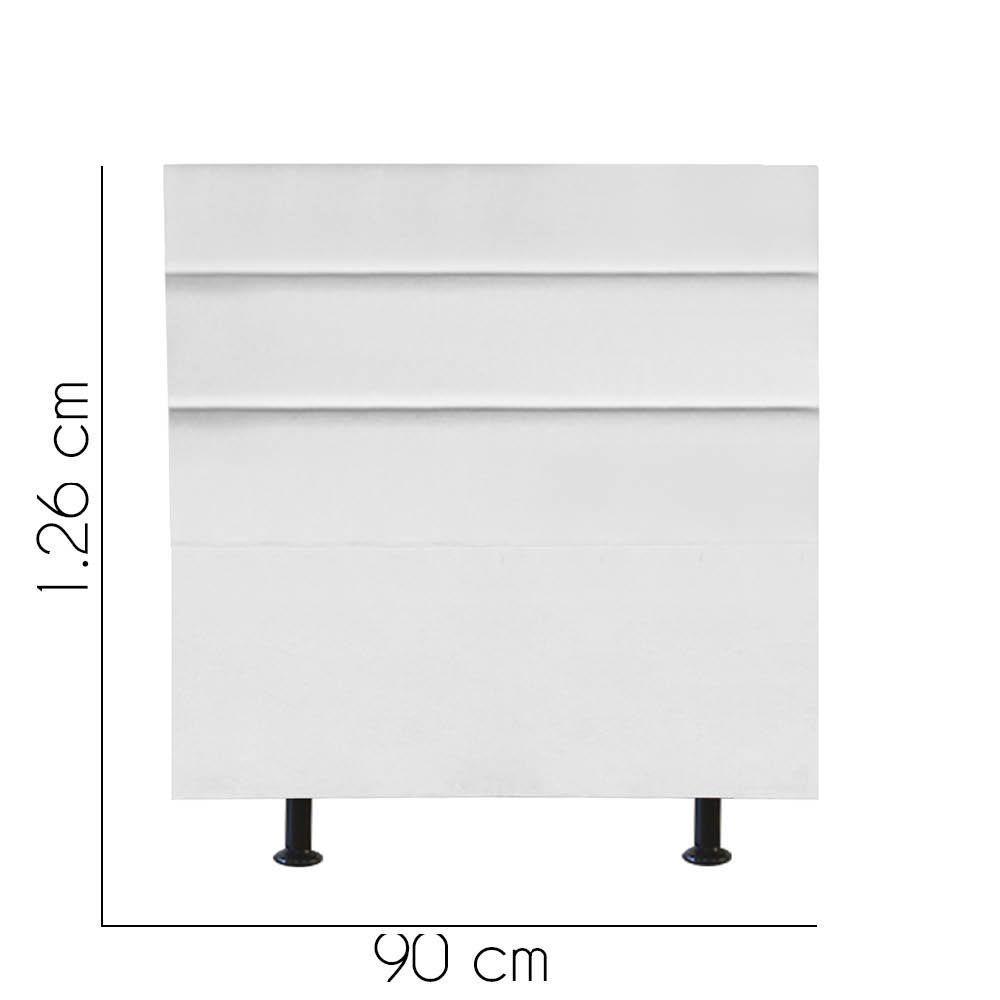 Cabeceira Estofada Argentina 90cm Solteiro Para Cama Colchão Box Quarto Suede Branco - Aurora Line - 2