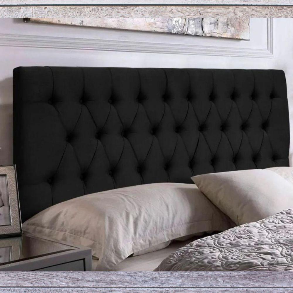 Painel Suspenso Cabeceira Dubai 1,28m Para Cama Viúva Solteirão Suede Preto - Aurora Line - 2