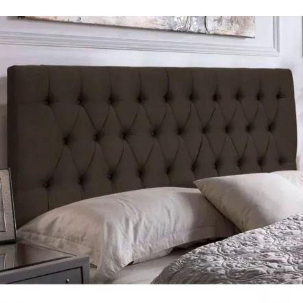 Painel Suspenso Cabeceira Dubai 1,38m Para Cama Casal Suede Marrom - Aurora Line - 2