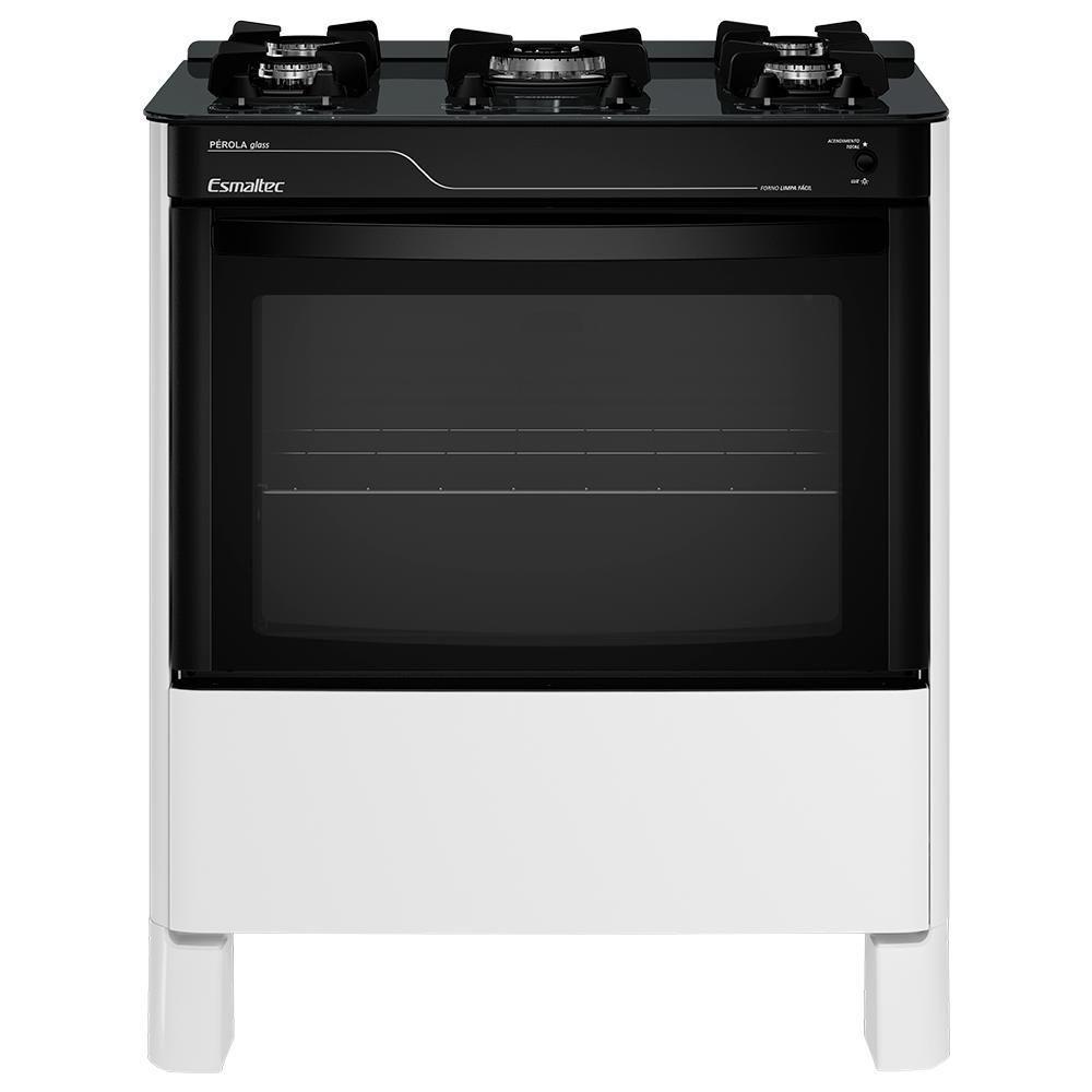Fogão A Gás Mesa De Vidro Limpa Fácil E Acendimento Automático Esmaltec Pérola Glass 5 Bocas Branco Bivolt - 1