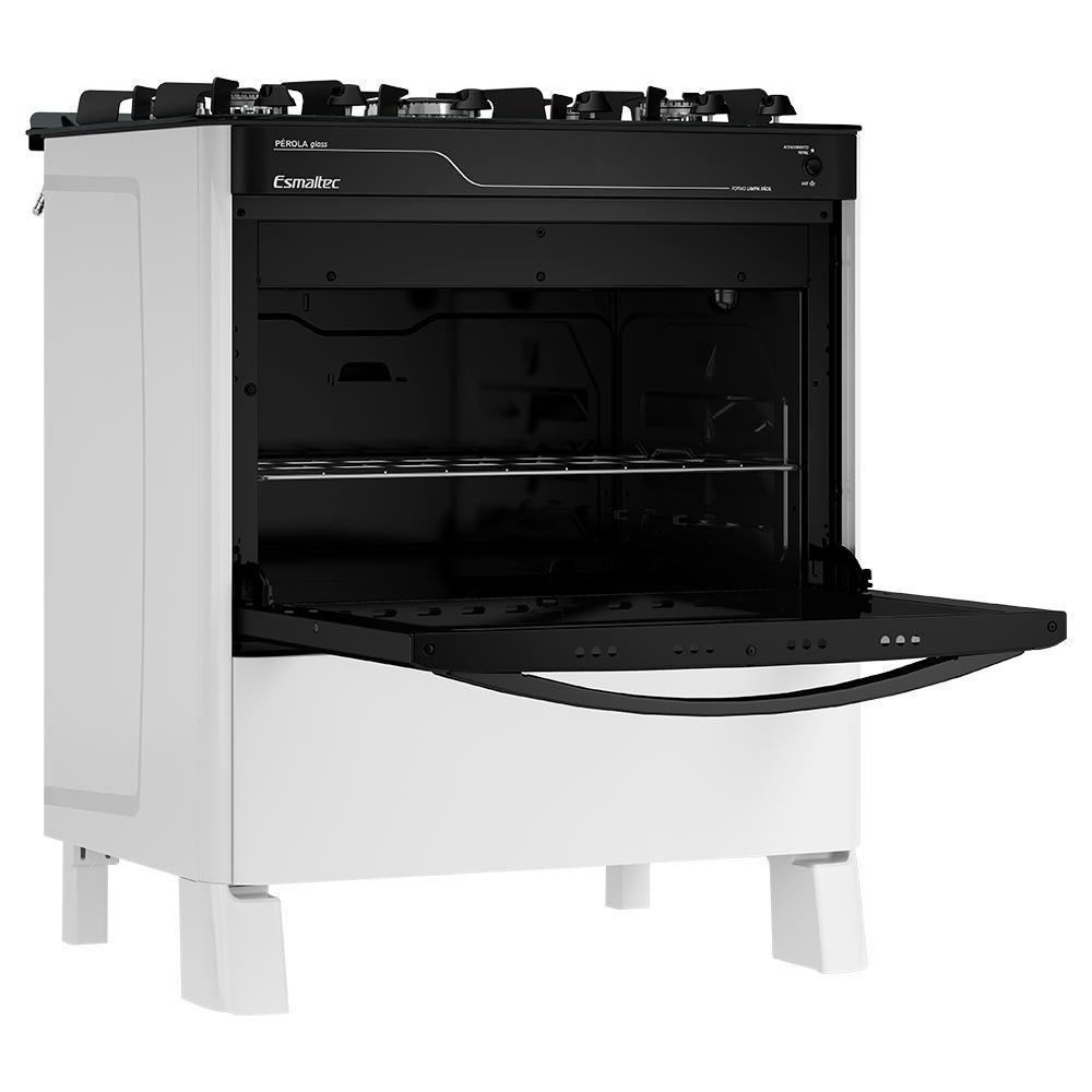 Fogão A Gás Mesa De Vidro Limpa Fácil E Acendimento Automático Esmaltec Pérola Glass 5 Bocas Branco Bivolt - 5