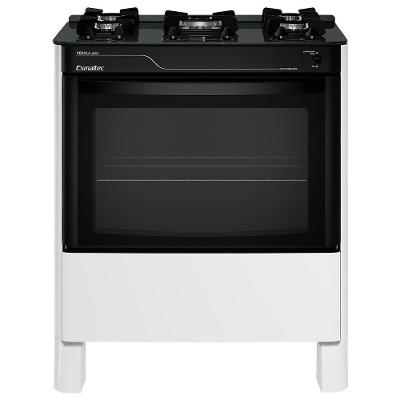 Fogão de Piso 5 Bocas a Gás Esmaltec Pérola Glass Mesa de Vidro Temperado Branco Bivolt