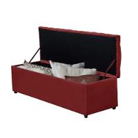 Calçadeira Recamier Com Baú Sapateira Dubai 1,20m Viúva Solteirão Quarto Suede Vermelho - Aurora Line - 3