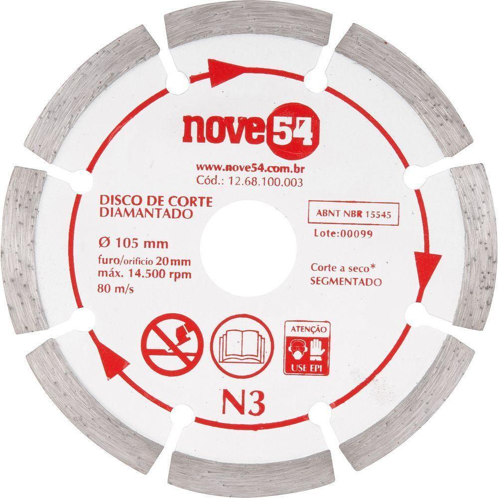 Disco Diamantado 105mm Segmentado Furo 20mm N3 - Nove54 - 2