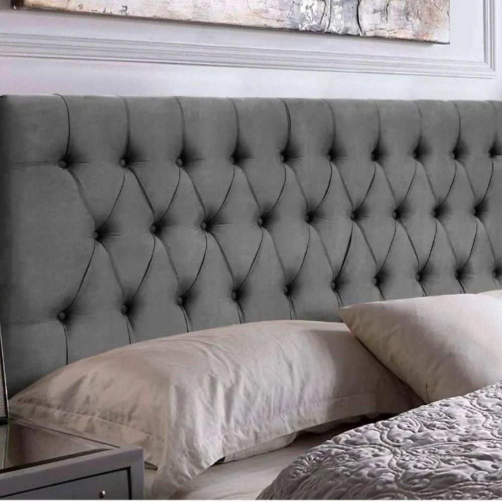 Kit Painel Cabeceira Com Bau Calçadeira Dubai 1 Metro Para Cama Solteiro Suede Cinza - Aurora Line - 3