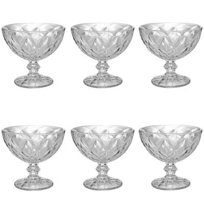 Taças de Vidro Diamonds 6 Peças 250ML para Servir Doces Transparente Lyor