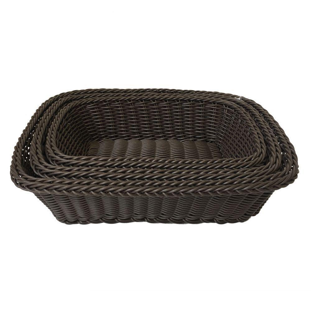 Kit 3 Cestos Em Fibra Sintetica Marrom Conjunto Organizador - 1