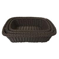 Kit 3 Cestos Em Fibra Sintetica Marrom Conjunto Organizador - 1