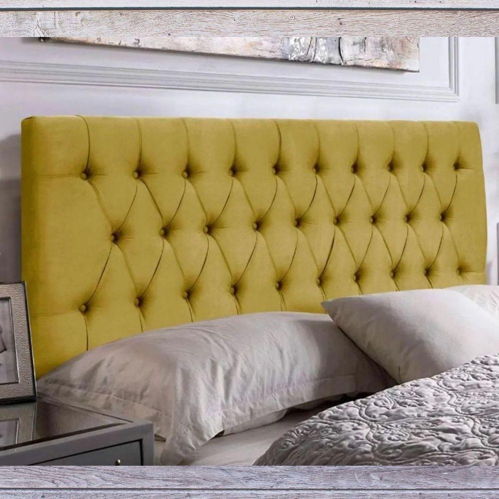 Painel Suspenso Cabeceira Dubai 1,93m Para Cama King Size Suede Amarelo - Aurora Line - 2
