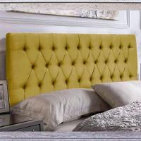 Painel Suspenso Cabeceira Dubai 1,93m Para Cama King Size Suede Amarelo - Aurora Line - 2