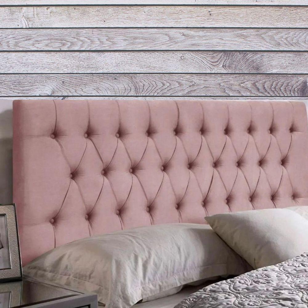 Painel Suspenso Cabeceira Dubai 1,58m Para Cama Queen Size Suede Rosa - Aurora Line - 1