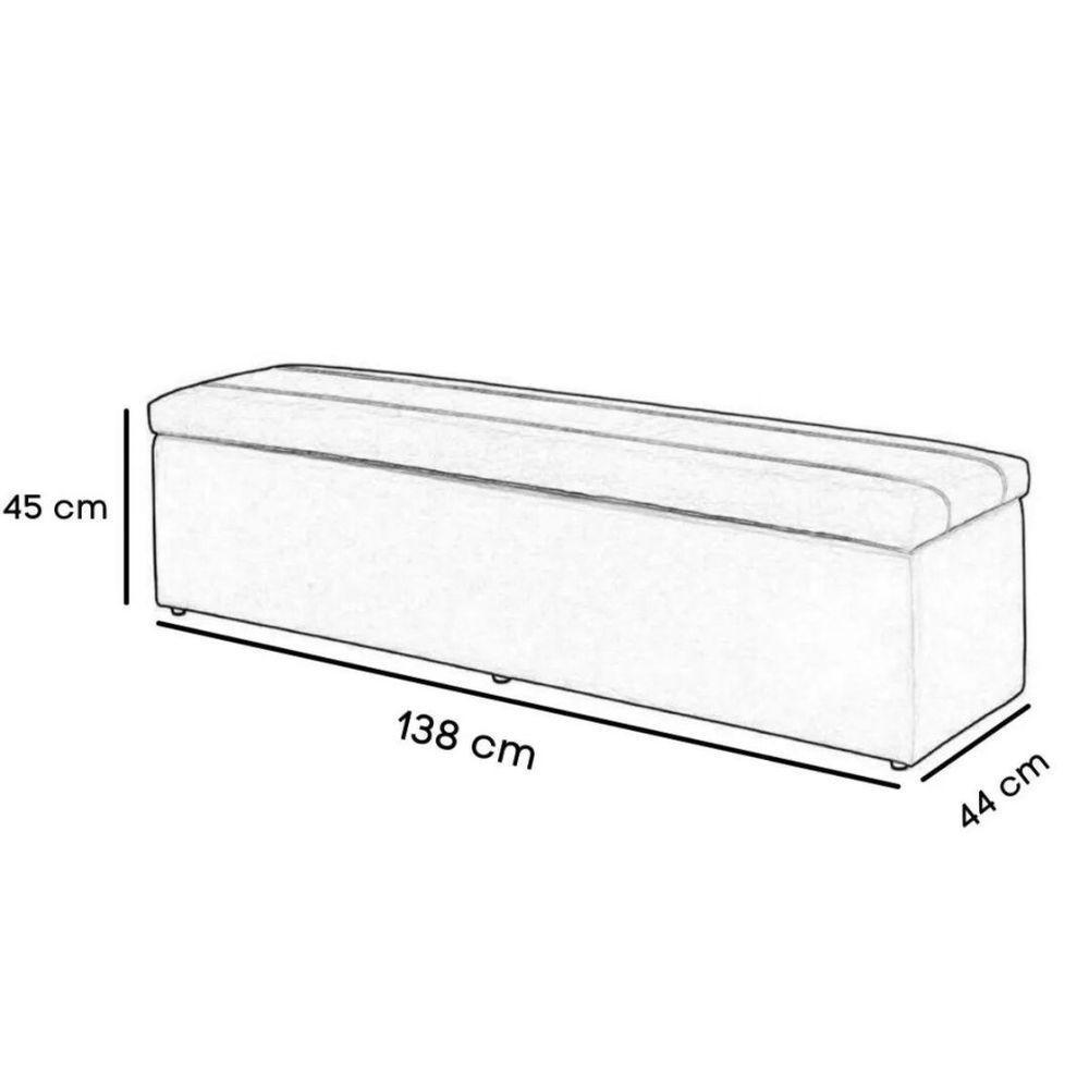 Calçadeira Recamier Com Baú Sapateira Dubai 1,38 M Casal Quarto Veludo Rosa - Aurora Line - 4
