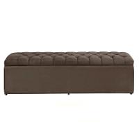 Calçadeira Recamier Com Baú Sapateira Dubai 1,58 M Queen Size Quarto Suede Marrom - Aurora Line - 1