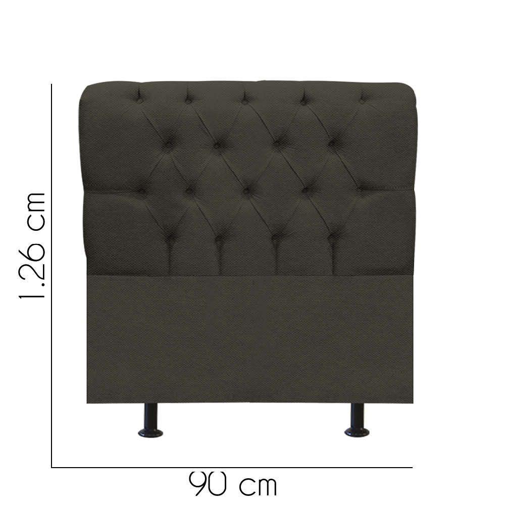 Cabeceira Estofada Paris 90cm Solteiro Para Cama Colchão Box Quarto Linho Marrom - Aurora Line - 3
