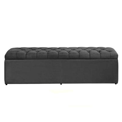 Calçadeira Recamier Com Baú Sapateira Dubai 1,58 M Queen Size Quarto Suede Cinza - Aurora Line