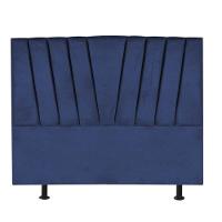 Cabeceira Estofada Bélgica 195cm King Size Para Cama Colchão Box Quarto Suede Azul Marinho - Aurora Line - 2