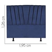 Cabeceira Estofada Bélgica 195cm King Size Para Cama Colchão Box Quarto Suede Azul Marinho - Aurora Line - 3