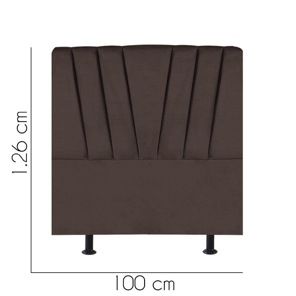 Cabeceira Estofada Bélgica 100cm Solteiro Para Cama Colchão Box Quarto Corino Marrom - Aurora Line - 2