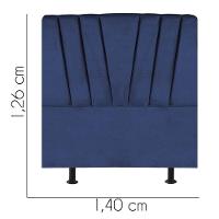 Cabeceira Estofada Bélgica 140cm Casal Para Cama Colchão Box Quarto Suede Azul Marinho - Aurora Line - 3