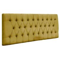 Painel Suspenso Cabeceira Dubai 1,38m Para Cama Casal Suede Amarelo - Aurora Line - 1