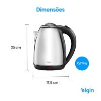 Chaleira Inox 2L - Jarra Sem Fio Desligamento Automático 1.200W 110V - 2