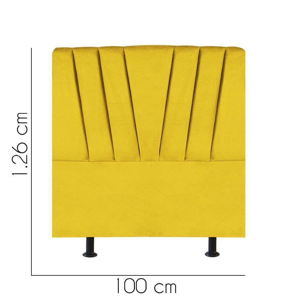 Cabeceira Estofada Bélgica 100cm Solteiro Para Cama Colchão Box Quarto Suede Amarelo - Aurora Line - 2