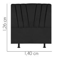Cabeceira Estofada Bélgica 140cm Casal Para Cama Colchão Box Quarto Corino Preto - Aurora Line - 3