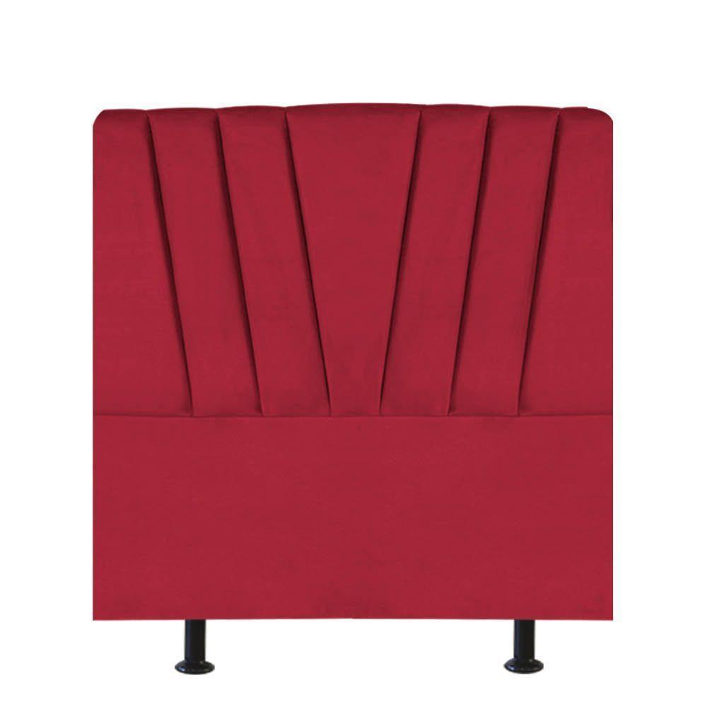 Cabeceira Estofada Bélgica 90cm Solteiro Para Cama Colchão Box Quarto Suede Vermelho - Aurora Line - 1