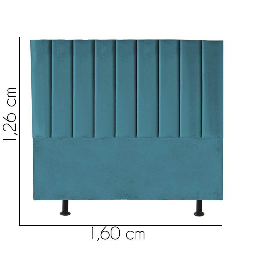 Cabeceira Estofada Carla 160cm Queen Size Para Cama Colchão Box Quarto Suede Azul Turquesa - Aurora Line - 3