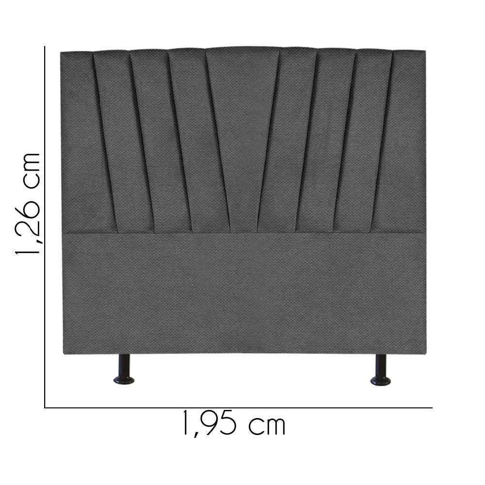 Cabeceira Estofada Bélgica 195cm King Size Para Cama Colchão Box Quarto Linho Cinza - Aurora Line - 3