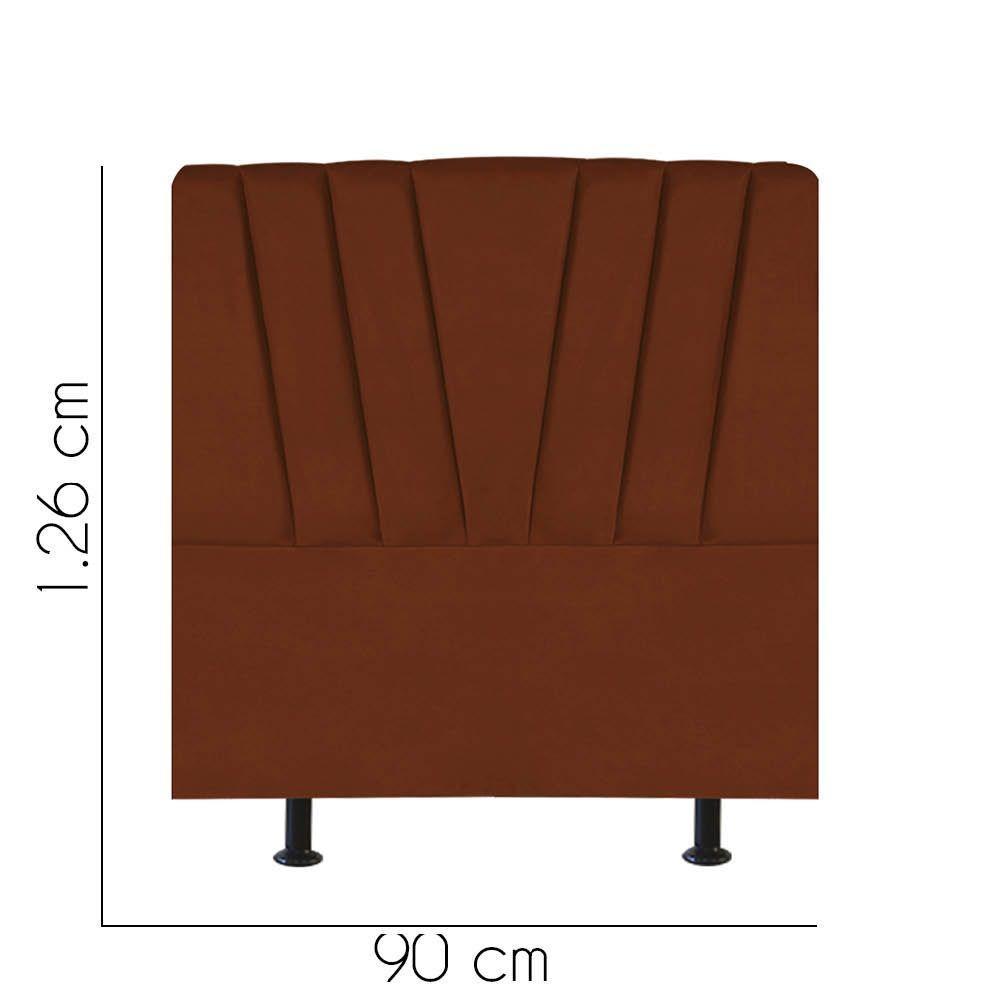 Cabeceira Estofada Bélgica 90cm Solteiro Para Cama Colchão Box Quarto Suede Terracota Telha - Aurora Line - 2