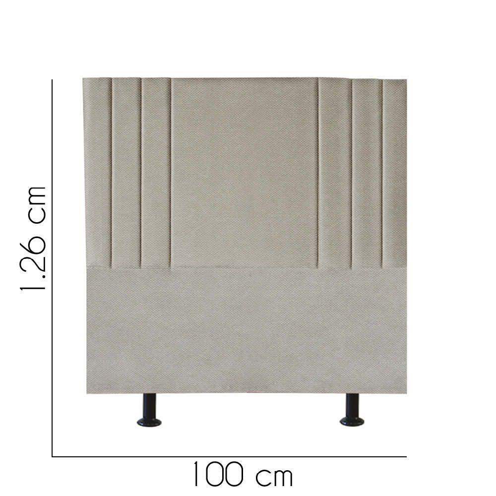 Cabeceira Estofada Grécia 100cm Solteiro Para Cama Colchão Box Quarto Linho Bege - Aurora Line - 3