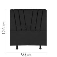 Cabeceira Estofada Bélgica 90cm Solteiro Para Cama Colchão Box Quarto Corino Preto - Aurora Line - 2